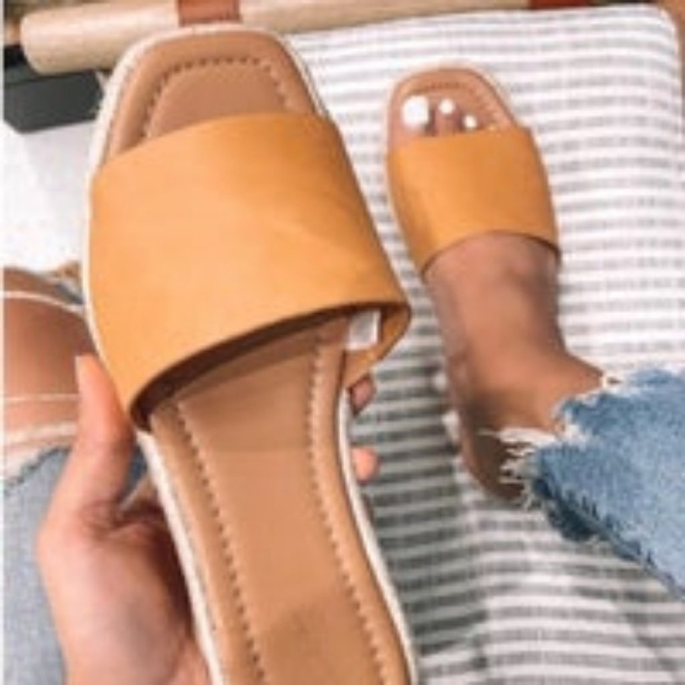 Universal Thread Maren Square Toe Espadrille Slide Sandals Orange 9 - Picture 7 of 8